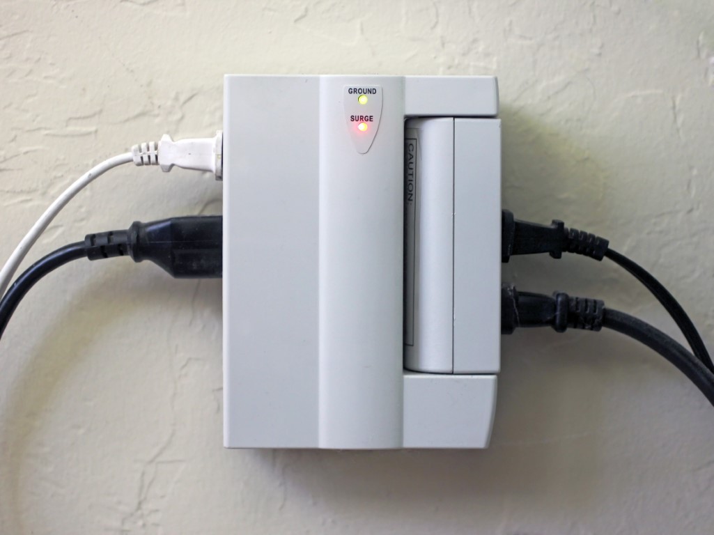 Surge protector plugged in to the wall